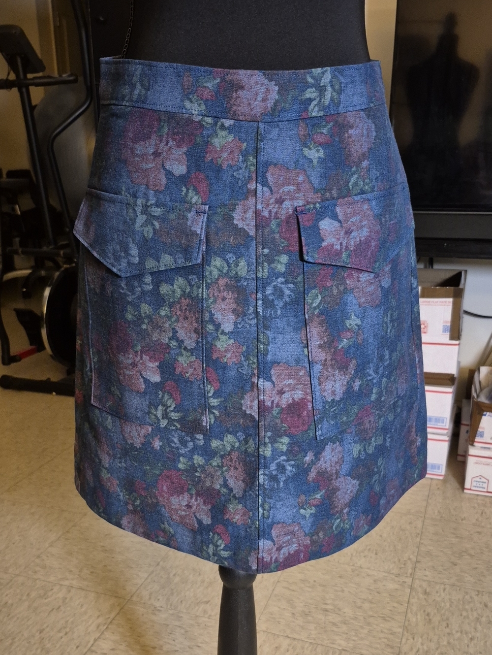 ERIN by Erin Fetherston Blue Floral Pocket Mini Skirt